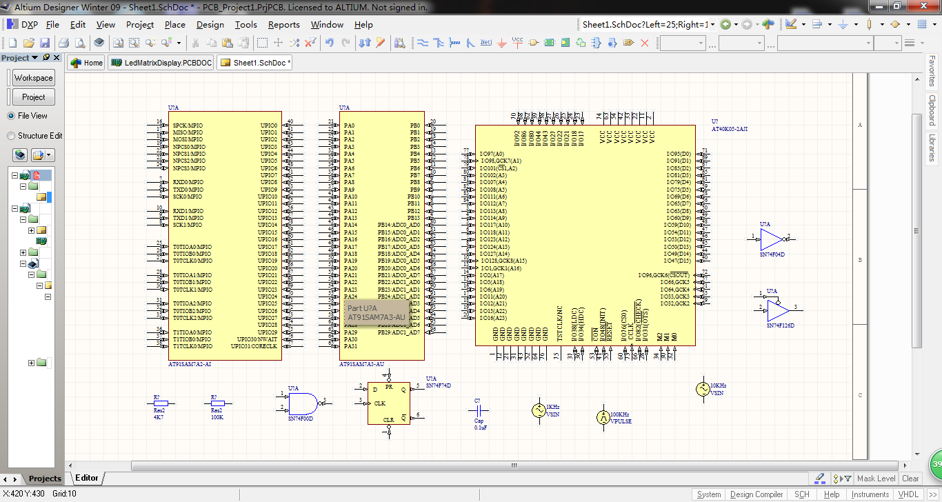 第一次作业：在PCB图上插入三个控制器，十个元件。