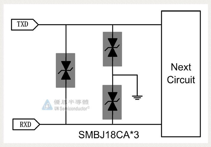 TVS管SMBJ18CA在RS232防静电防浪涌保护中的应用