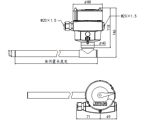 干簧管远传变送器的尺寸图