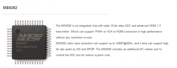 【详细资料】MS9282芯片VGA转HDMI芯片