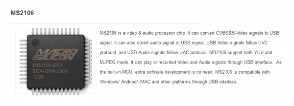 【详细资料】MS2106芯片CVBS转USB功能