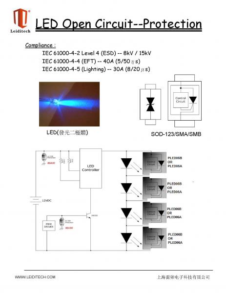 开路保护LED电路保护器PLED06系列