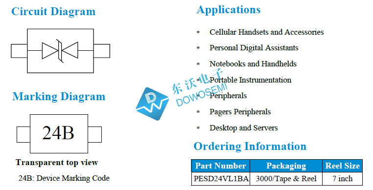 PESD24VL1BA现货 东沃电子 厂家直供