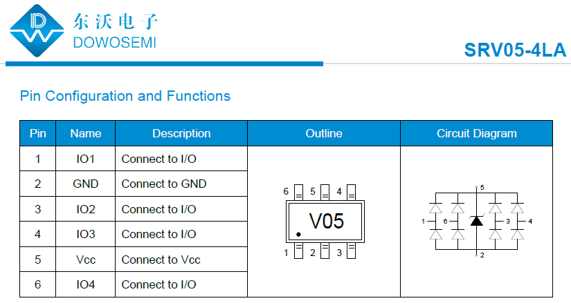 SRV05-4LA静电ESD保护二极管品牌厂家 DOWO东沃 现货直供