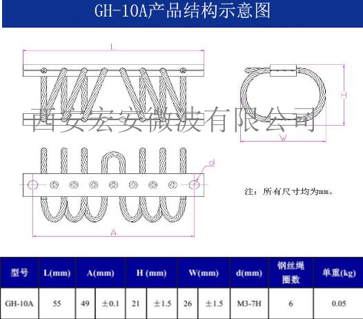 西安宏安电子设备设施隔振GH-10A型钢丝绳隔振器