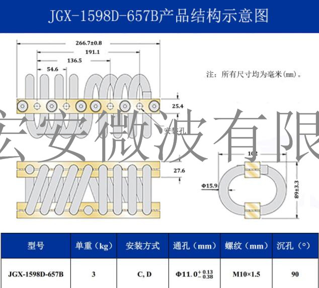 西安宏安机械设备隔振专用JGX-1598D-657B钢丝绳隔振器