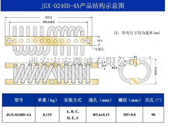 西安宏安工程机械减振用-JGX-0240D-4A钢丝绳隔振器