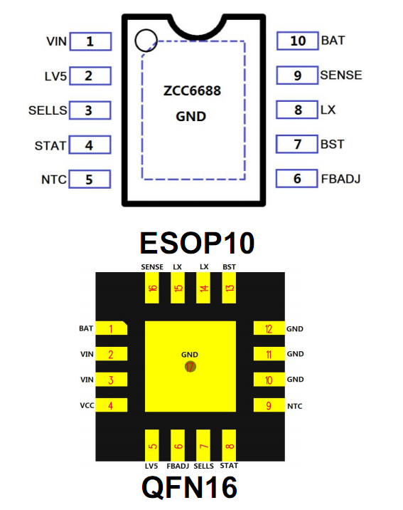 多节内置MOS降压充电芯片ZCC6688