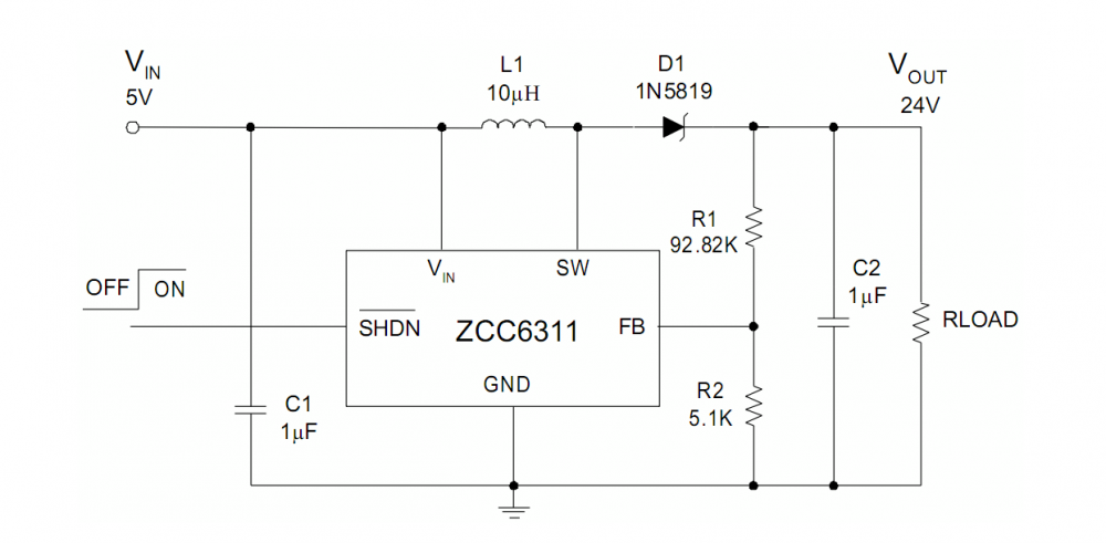 ZCC6311 DCDC升压16V0.5A，提供偏压/调色，ACT6311