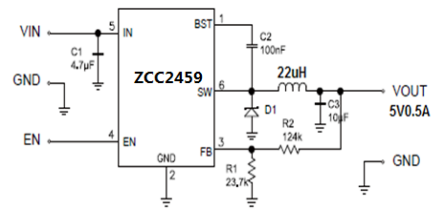 PIN TO PIN 替代MP2459  耐压60V异步降压芯片ZCC2459