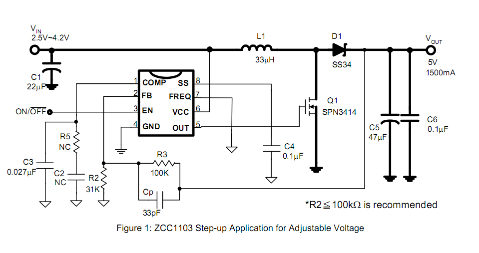 ZCC1103  单级升压DC/DC控制器  输出电压看MOS管耐压