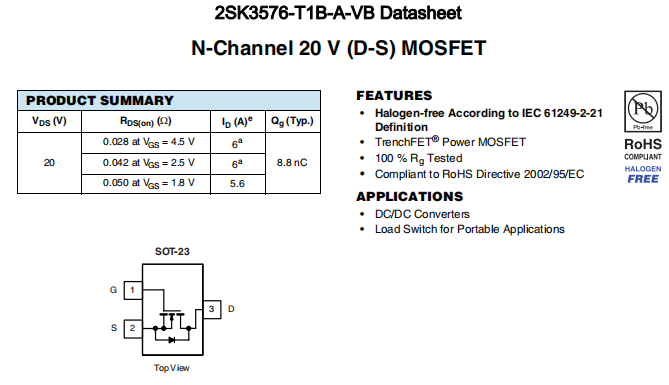 2SK3576-T1B-A-VB一种N—Channel沟道SOT23封装MOS管