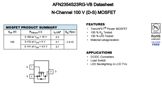 AFN2354S23RG-VB一种N—Channel沟道SOT23封装MOS管