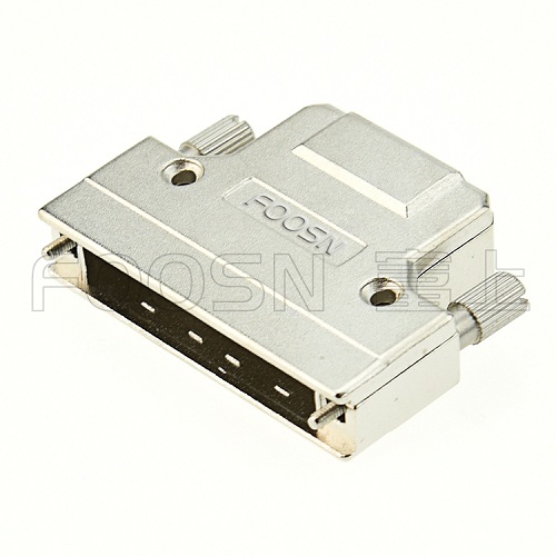SCSI 50芯 焊线公头 螺丝式锌合金铁壳 180度出线