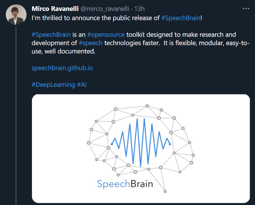 纯PyTorch语音工具包SpeechBrain开源，Kaldi：我压力有点大