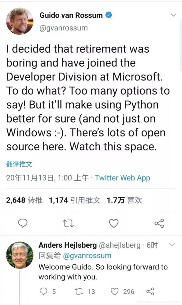 64岁Python之父退休失败，正式加入微软搞开源