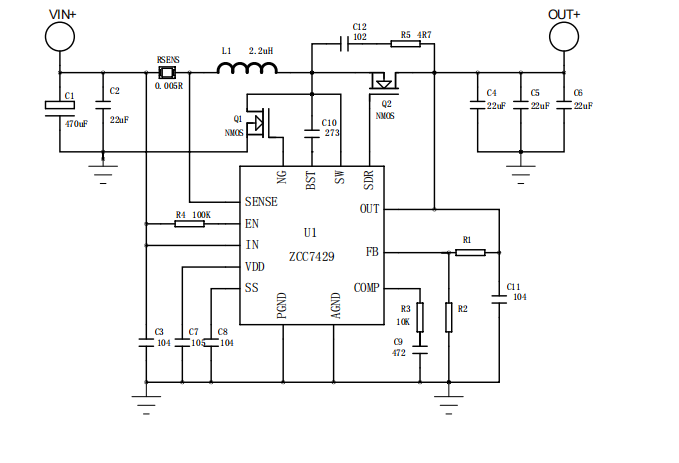大功率同步升压芯片-ZCC7429