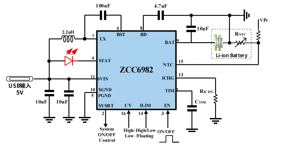 同步升压双节锂电池充电芯片ZCC6982
