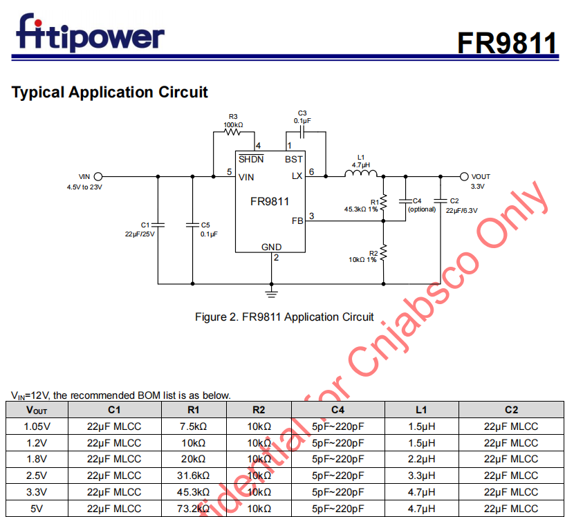 FR9811S6 SOT-23-6 23V，2A同步降压DC/DC转换器