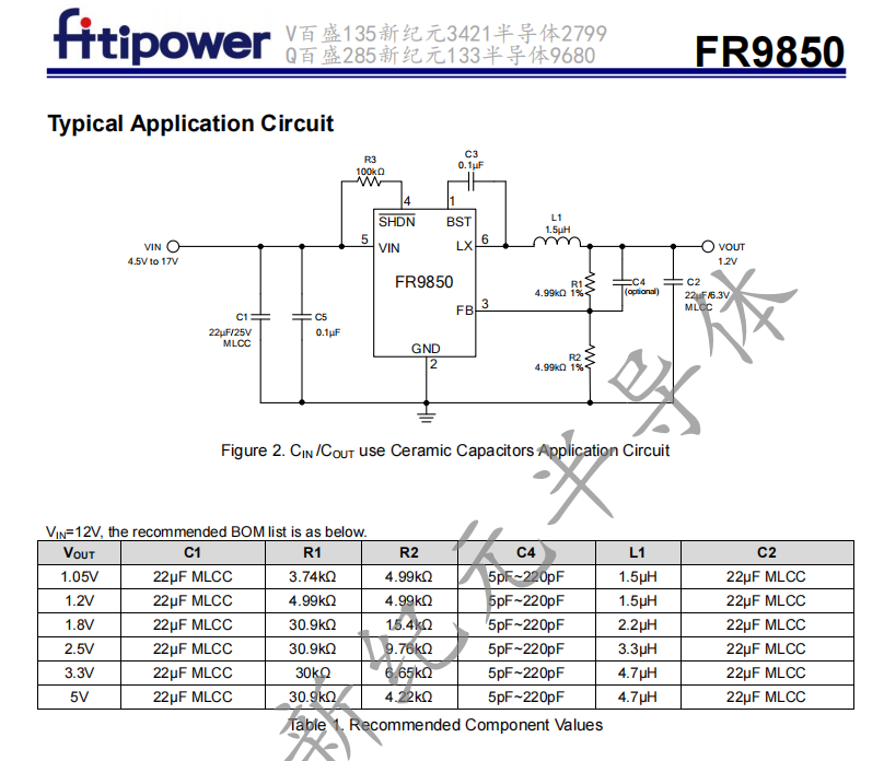 FR9850S6 SOT-23-6 17V、2A同步降压DC/DC转换器