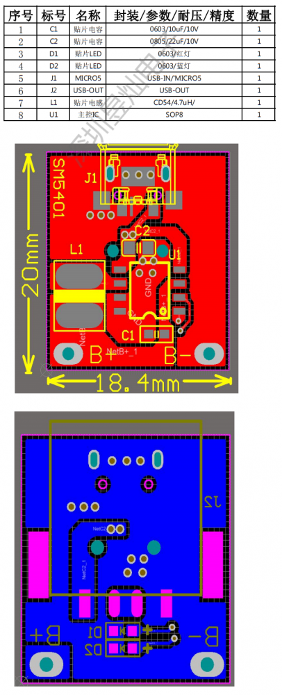 5V/0.8A移动电源管理芯片SM5401替代TP4333兼容HT4928