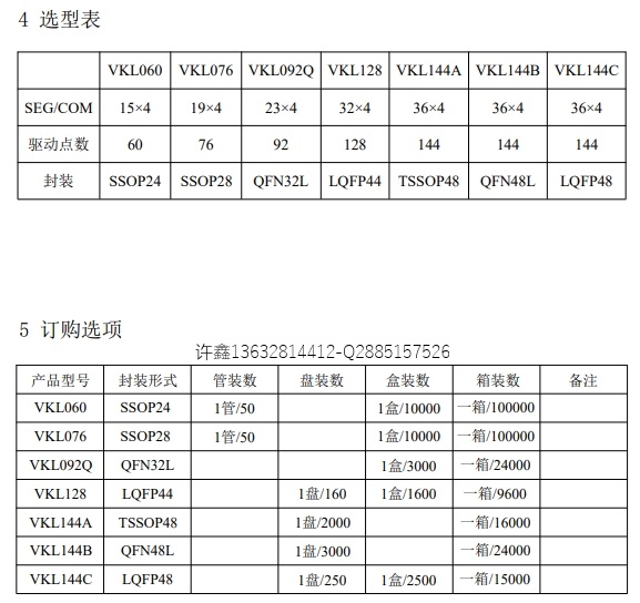 高性价比液晶驱动IC/超低电流段码驱动VKL144A/B/C小封装液晶屏驱动