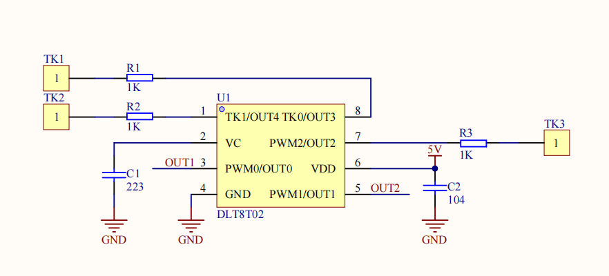 杰力科创三键带数码管果蔬机触摸芯片-DLT8T02S