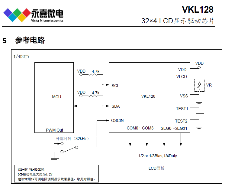 VKL128 LQFP44超低功耗/超省电32*4段LCD液晶段码屏显示驱动IC,适用于水电表、智能