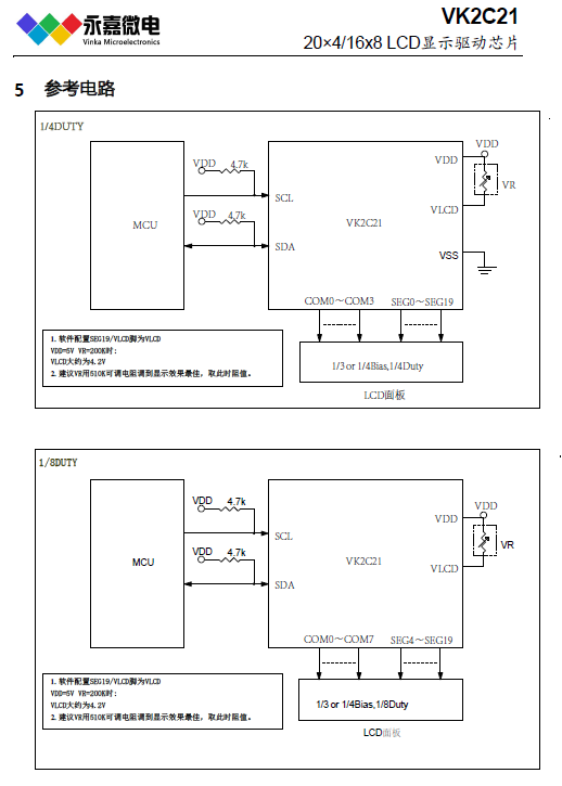 LCD液晶段码屏显示驱动IC高抗干扰/抗噪VK2C21，适用于热能表/家用电器  原厂FAE支持