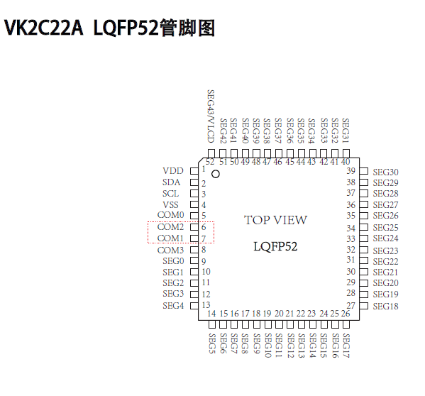 高抗干扰/抗噪LCD液晶段码屏显示驱动IC-VK2C22A/B LQFP52/48 原厂FAE技术支