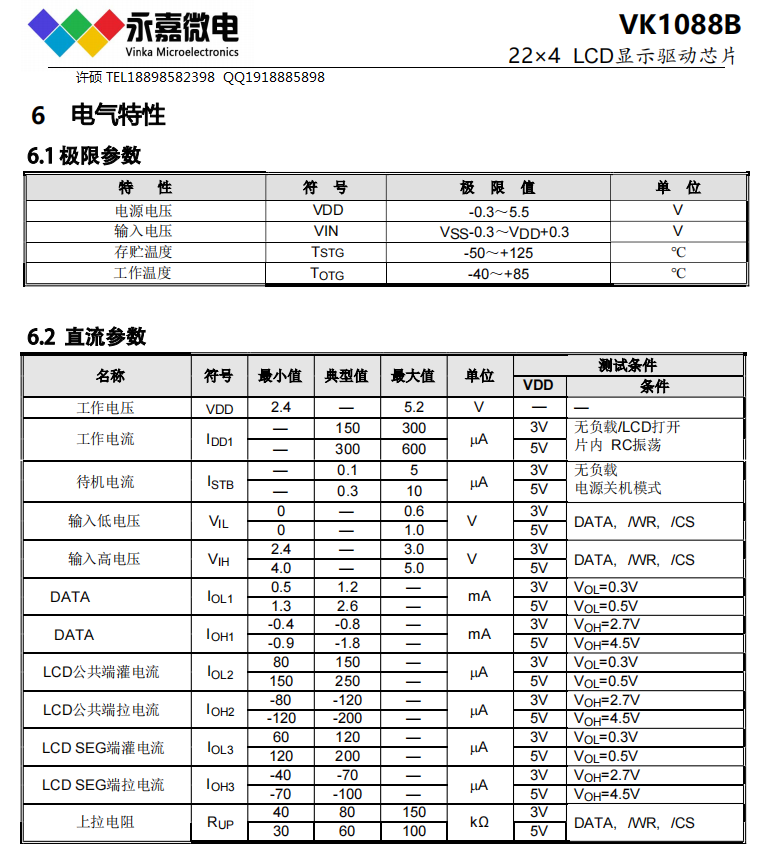 液晶驱动IC段码屏驱动LCD驱动芯片VK1088B QFN32具省电模式、1621少脚位