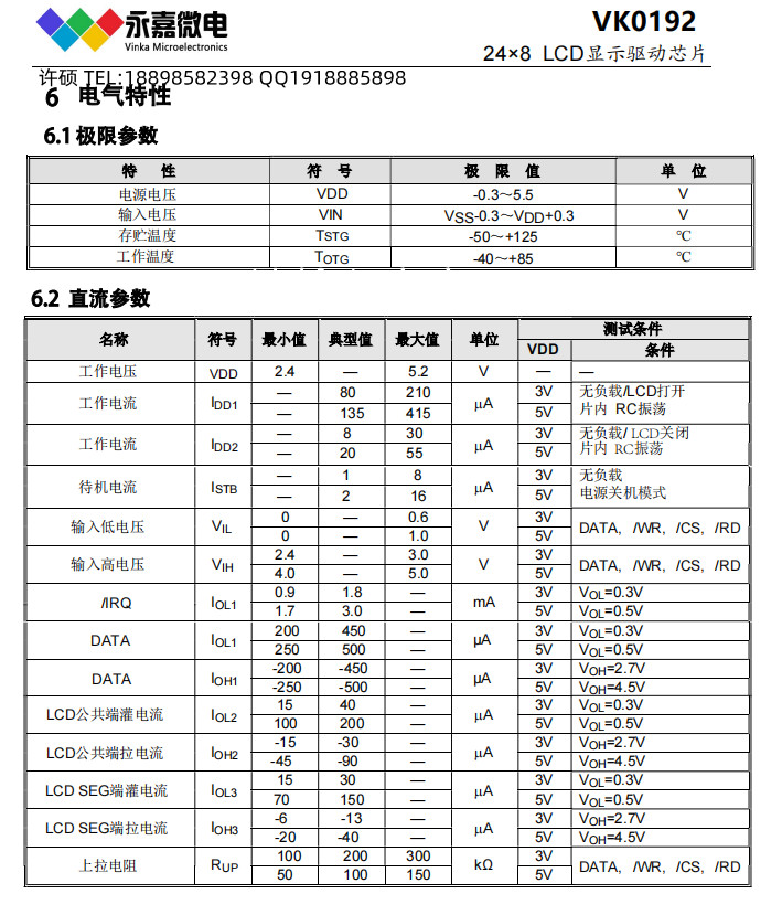 24×8段式液晶驱动芯片LCD液晶驱动IC工控LCD驱动VK0192 LQFP44 原厂FAE支持