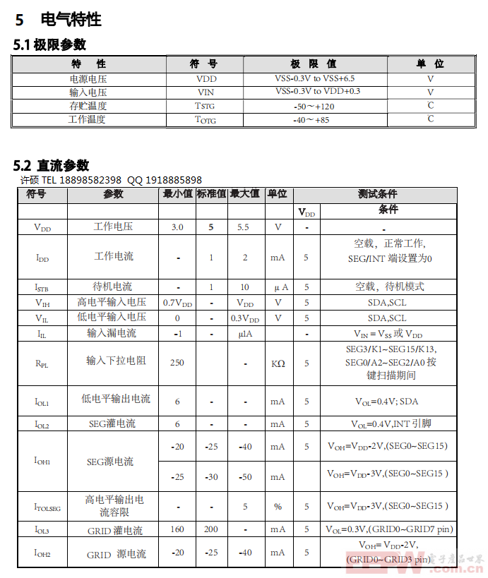 高亮数码管驱动芯片/小体积LED驱动IC/数显驱动原厂VK16K33C/CQ SOP/QFN20，I