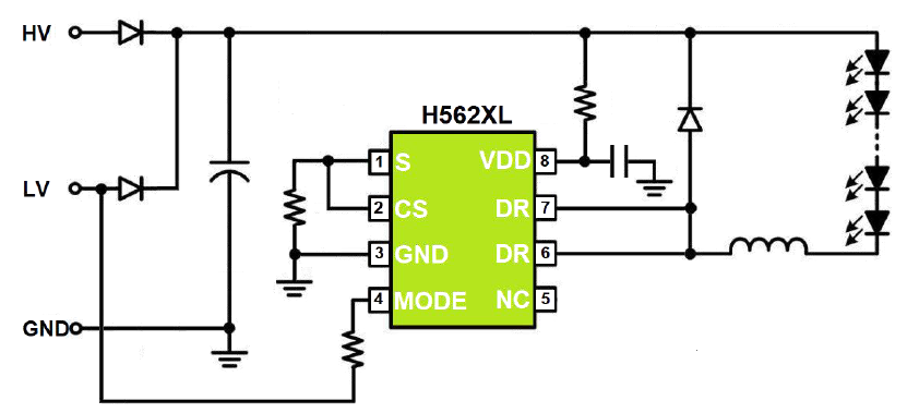 惠海H5628L 国产高性价比 双色温磁吸灯恒流芯片 支持12V 24V 30V 36V 48V 6
