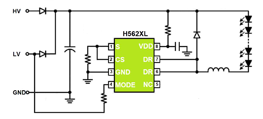 H5628L 80V降压恒流IC 72V电动车前大灯驱动IC 输出9V 12V