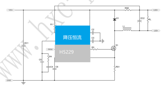 H5229 12V24V30V48V60V75V调光降压恒流芯片 高精度 低功耗 支持无频闪数转模