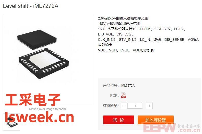 全方面解析应用于GOA TFT-LCD面板中的高压电平移位器-iML7272A