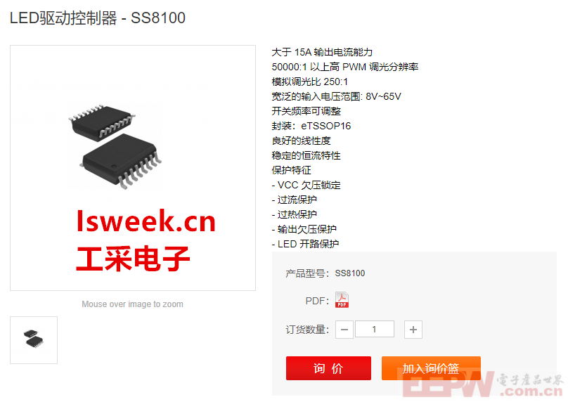65V同步整流降压半桥+高性能同步整流恒流LED控制器-SS8100