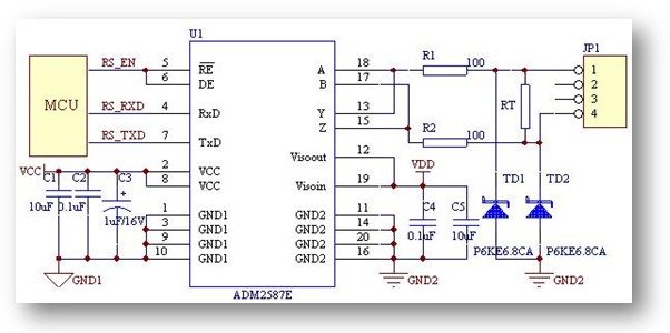 [转载]光电隔离RS485典型电路