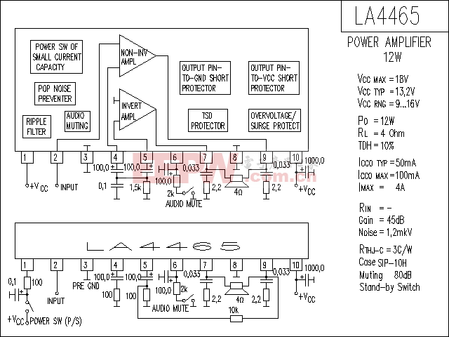 LA4465 音响IC电路