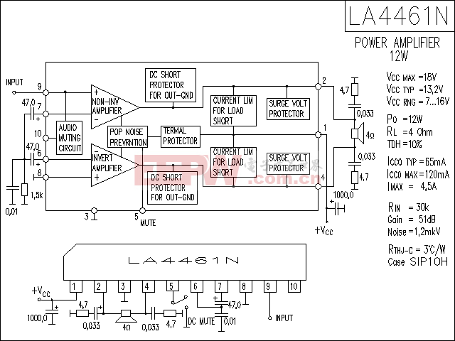 LA4461N 音响IC电路