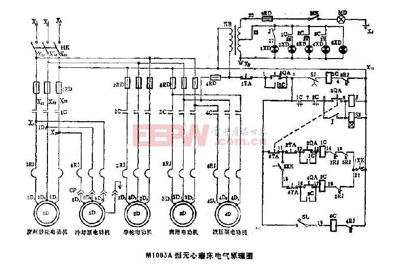 m1083a型无心磨床电气原理图