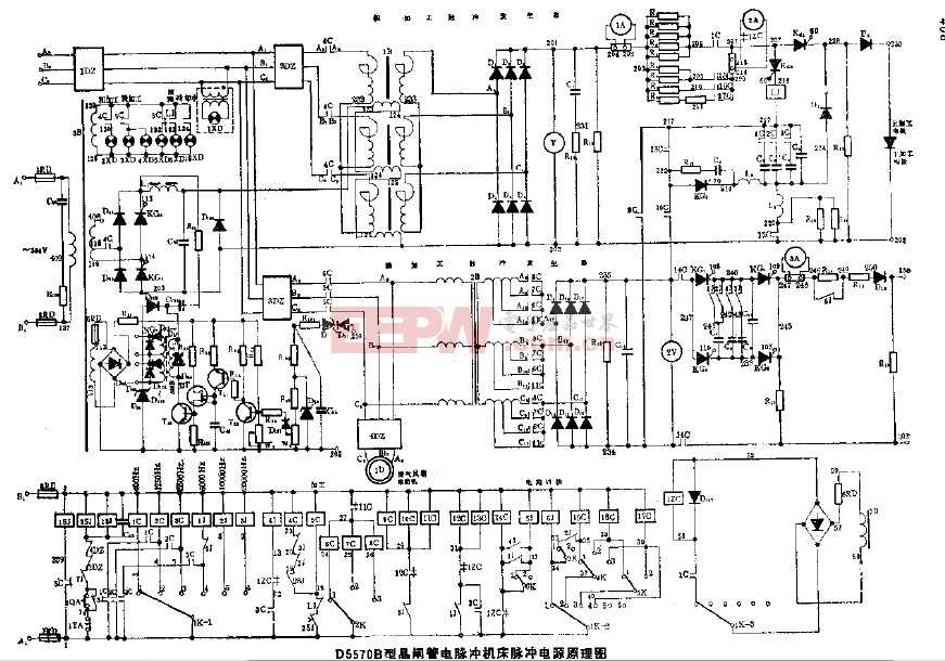 D5570B型晶闸管电脉冲机床脉冲电源原理图