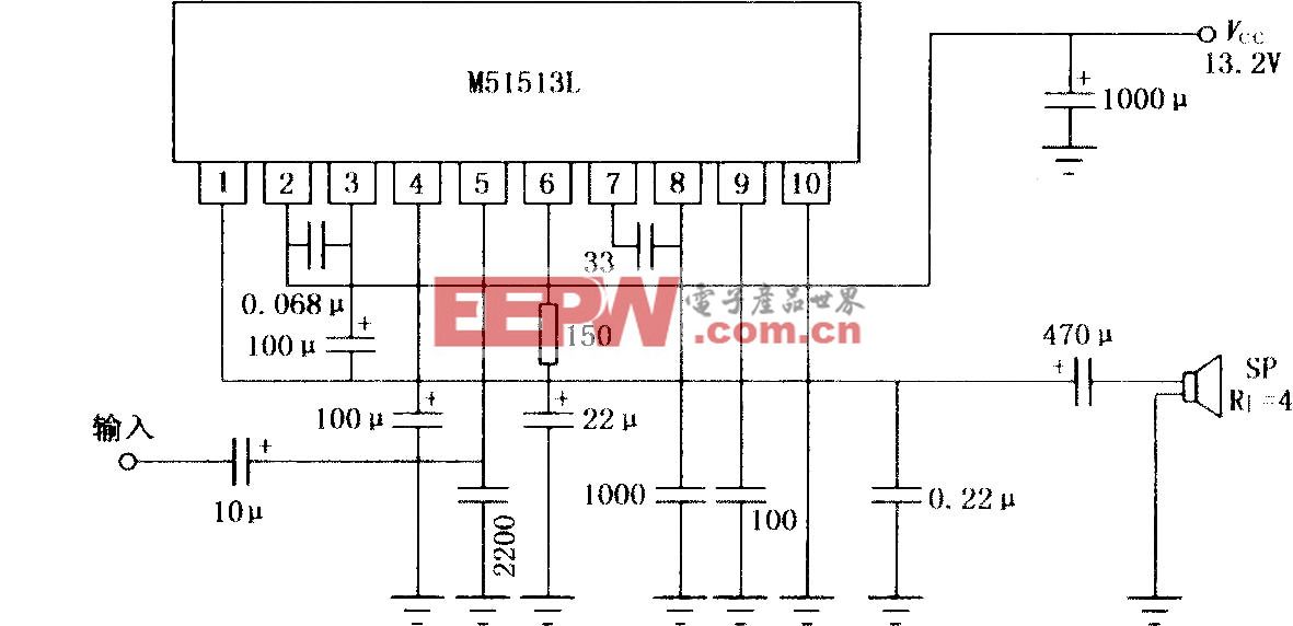 M51513L 5.8W音频功率放大电路