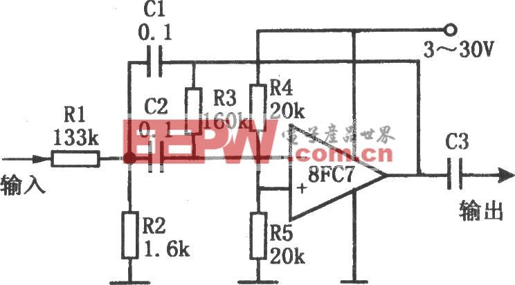 单电源低电压带通滤波器(8FC7)