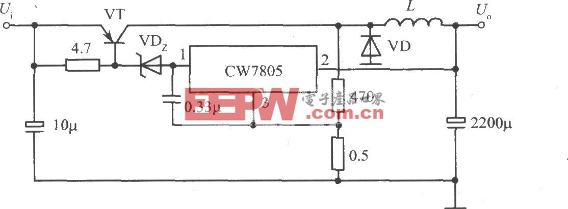 CW7805构成的开关式集成稳压电源电路