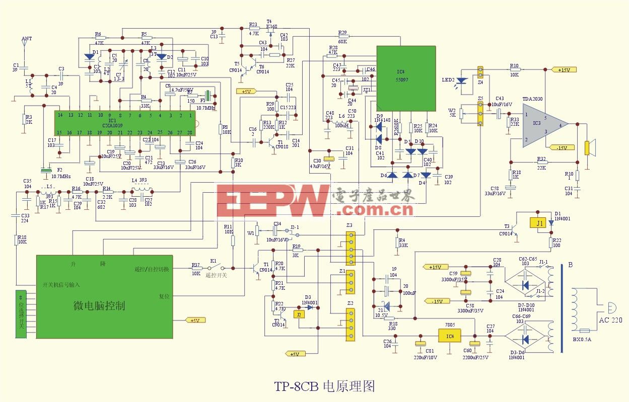TP－8CB型10W调频音箱电路图