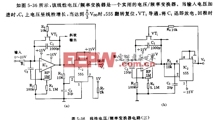555线性电压／频率变换器电路(三）