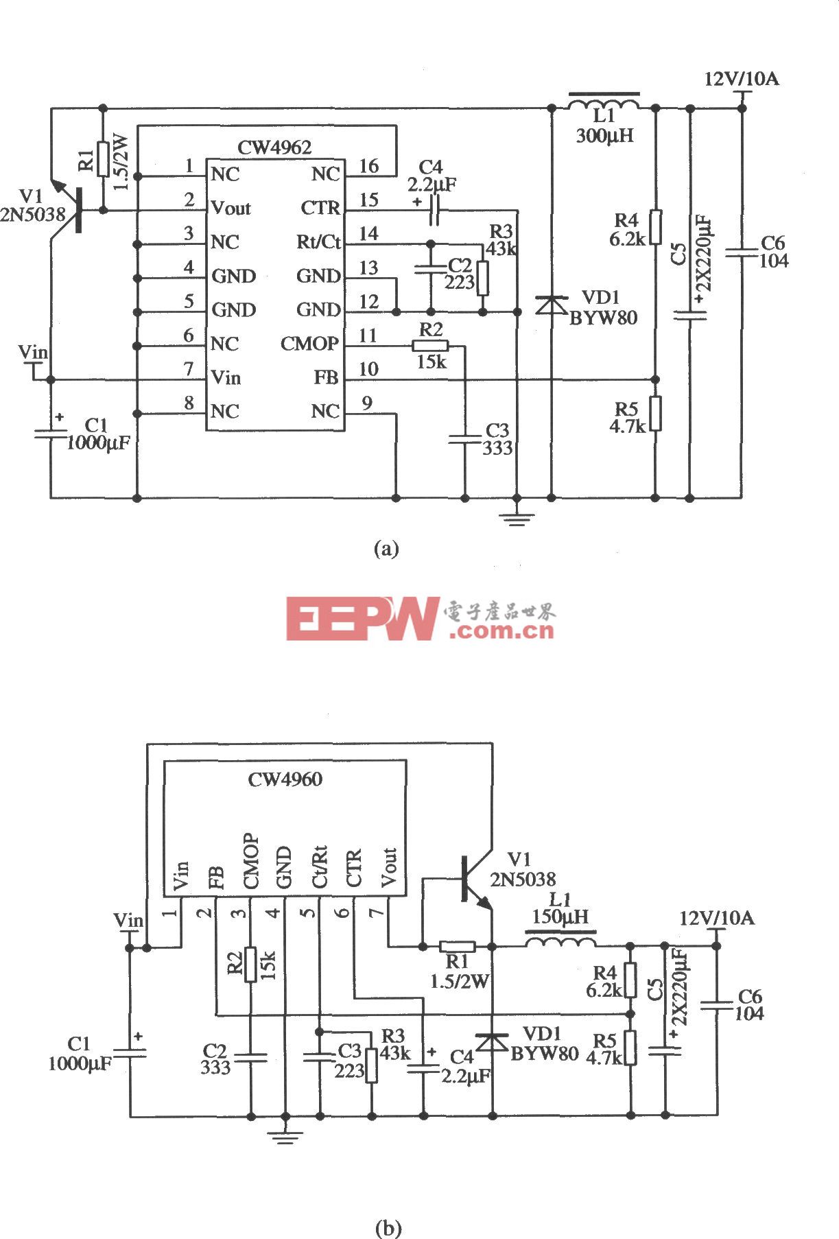CW4962/CW4960構成的擴展輸出電流的應用電路
