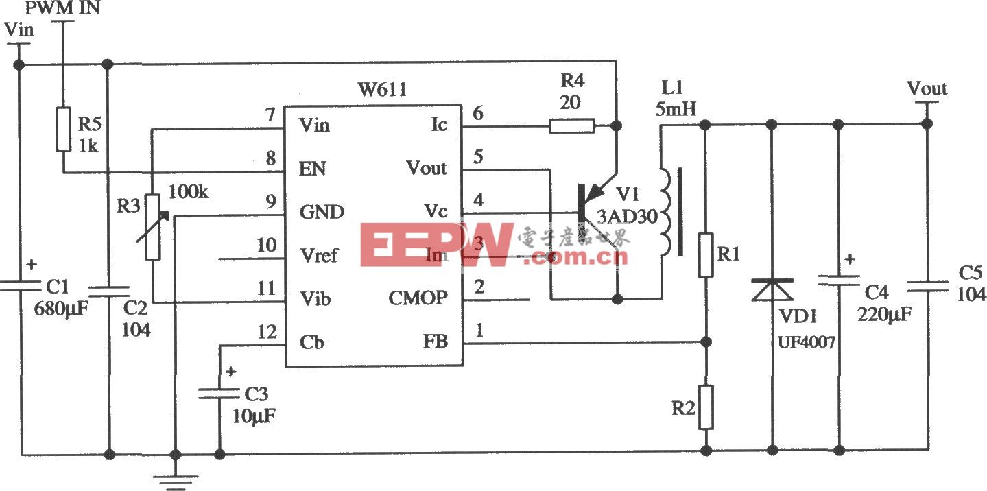 用W611构成开关稳压电源的应用电路2